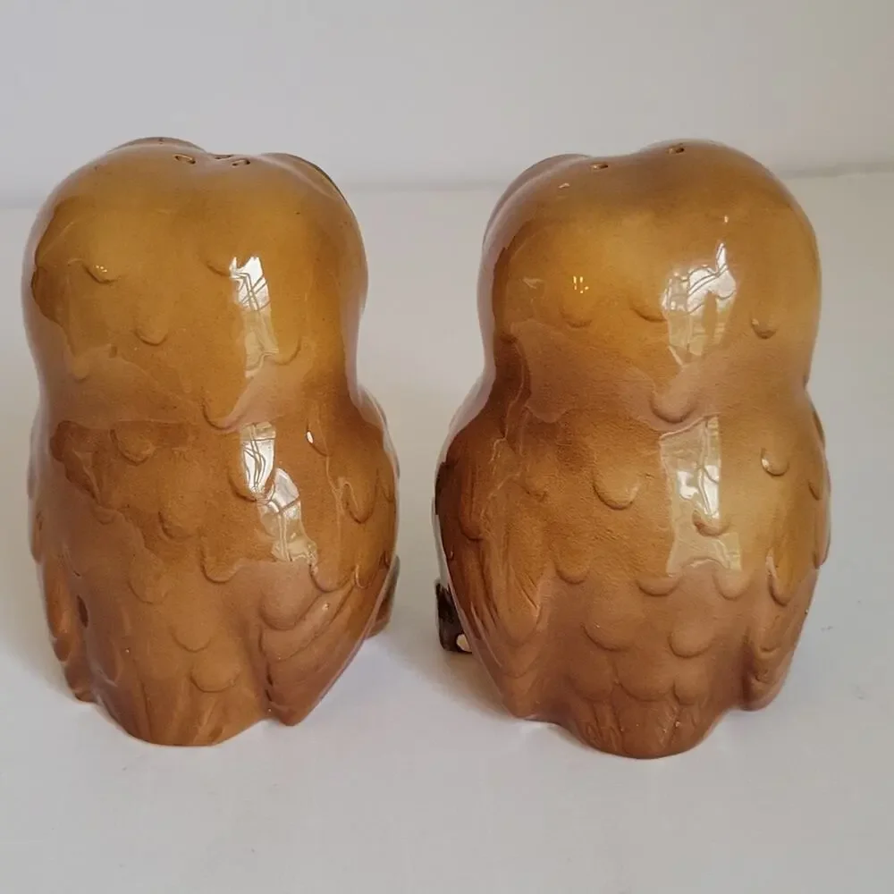 Vintage Otagiri Owl Salt Pepper Shakers 1981 Autumn Retro 1980s Forest Kitsch